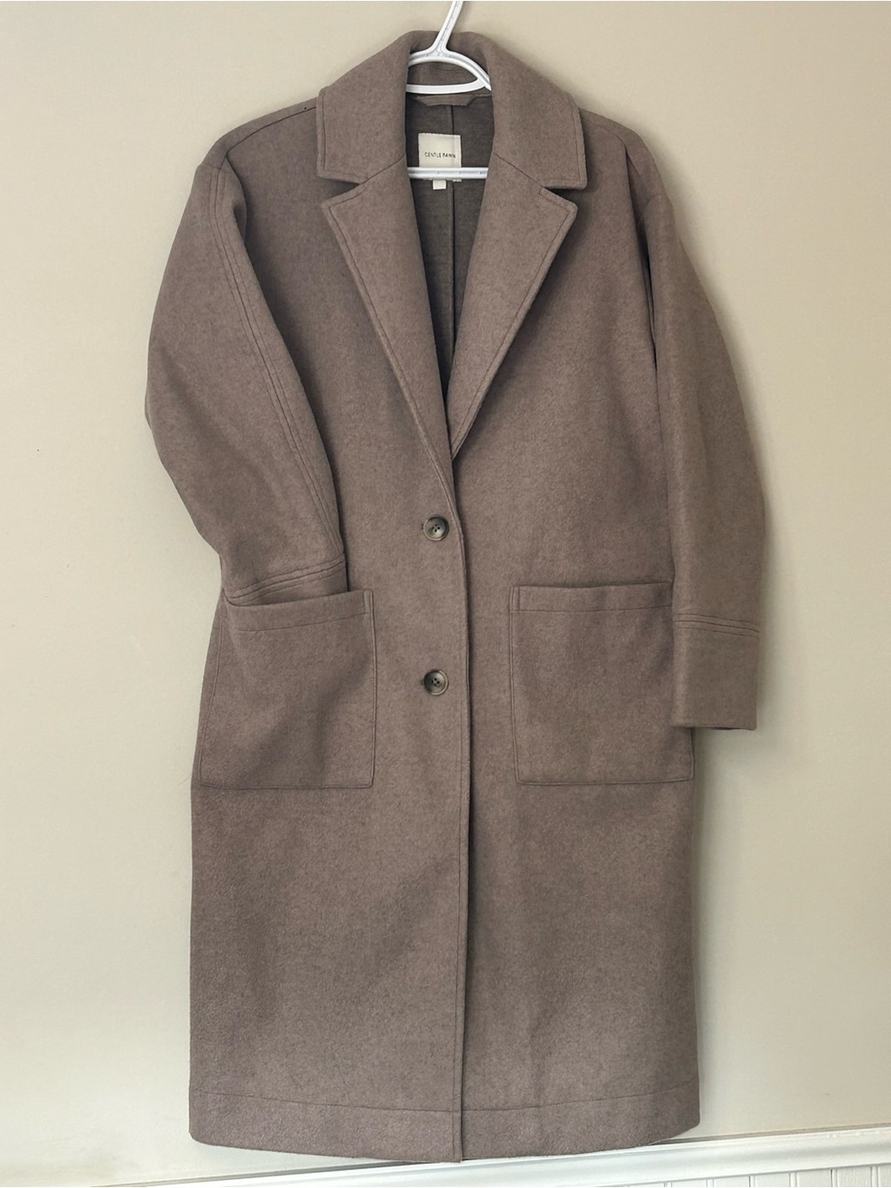 Gentle Fawn Annabel Brushed Knit Longline Coat Taupe Size Small